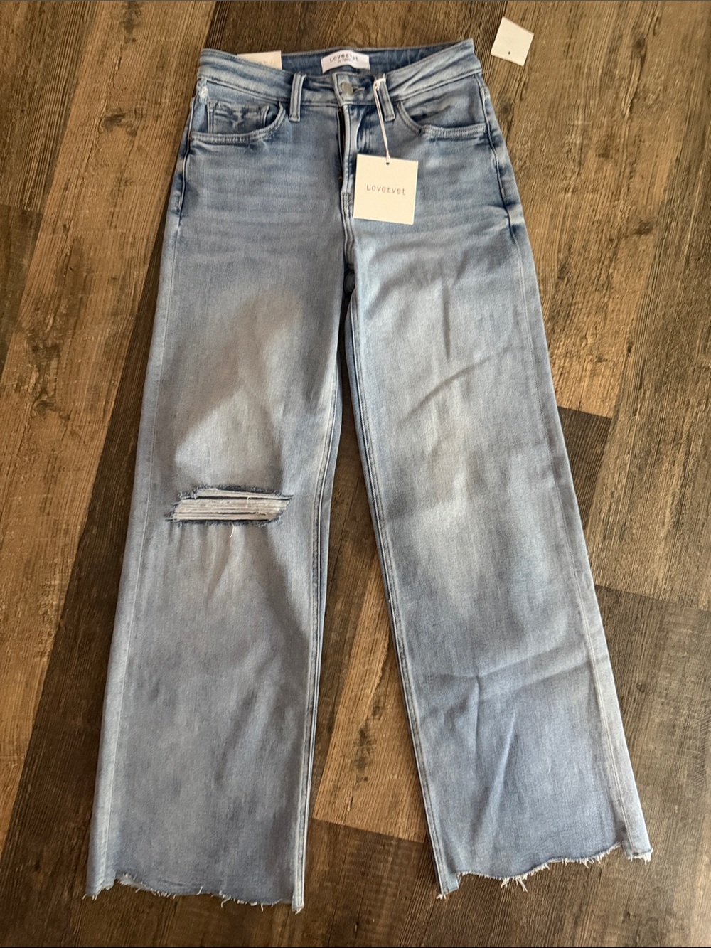 Lovervet Light Blue Wide-Leg Distressed Jeans NWT 3/26